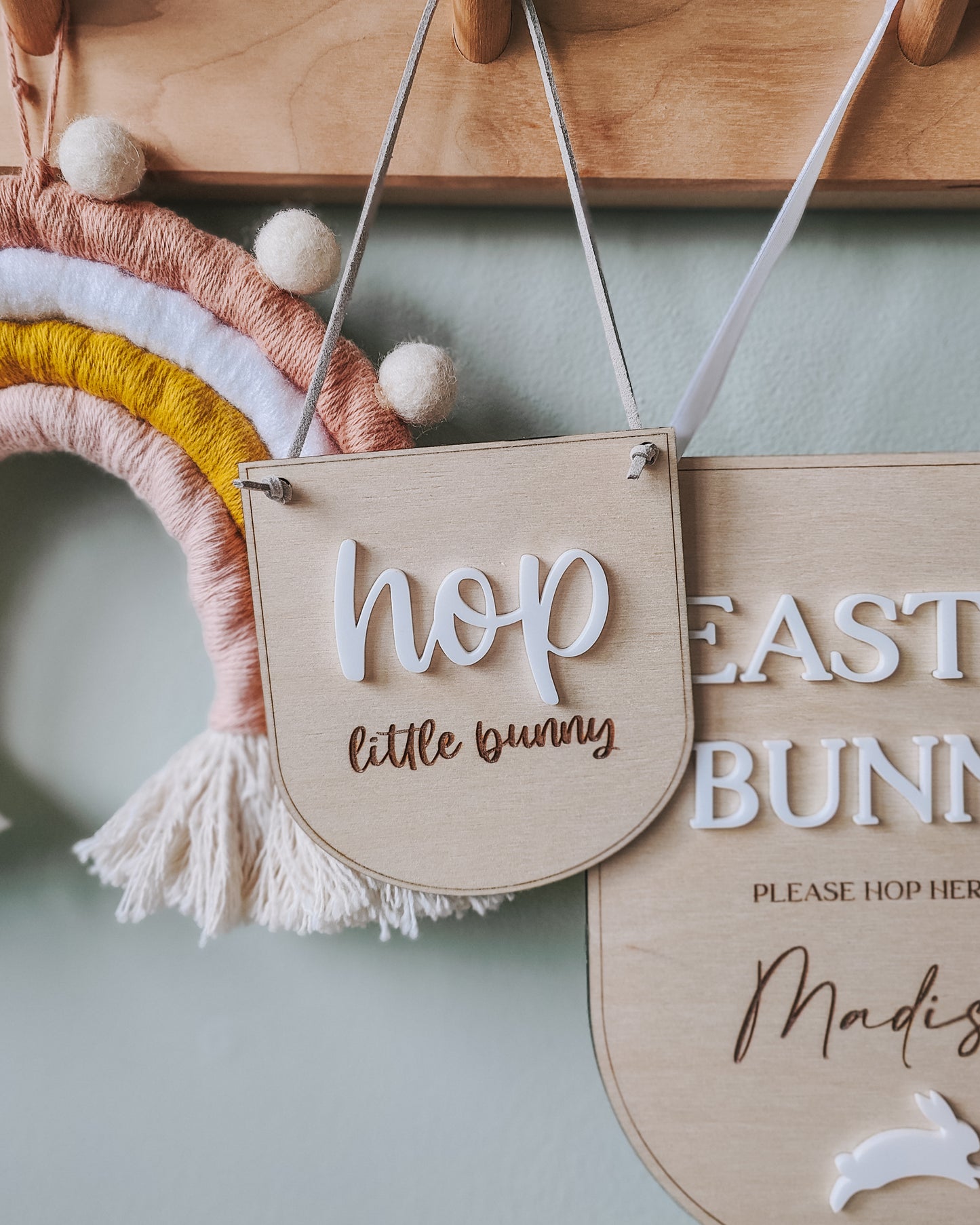 Hop little bunny mini hanging banner