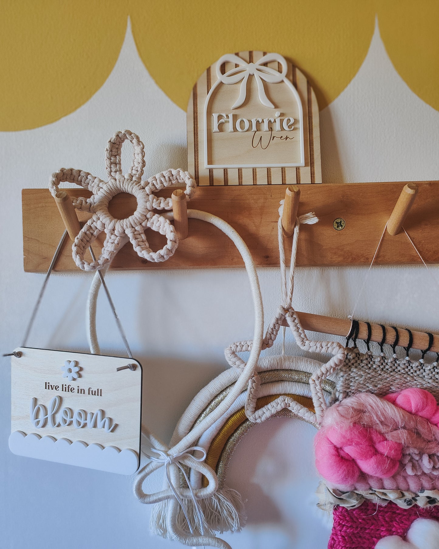 Personalised striped arch with bow plaque