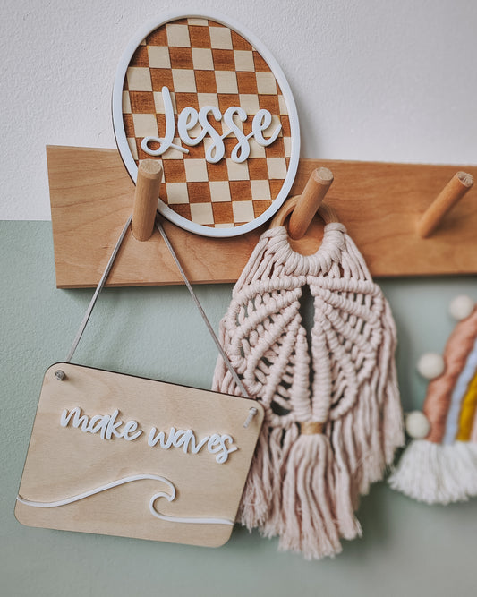 Personalised chequer board name plaque