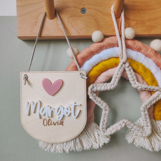 Personalised heart mini hanging banner