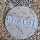 Gone to the beach engraved seagull round plaque
