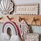 Beach babe scalloped edge sign