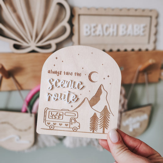 Scenic route shelf sitter decoration