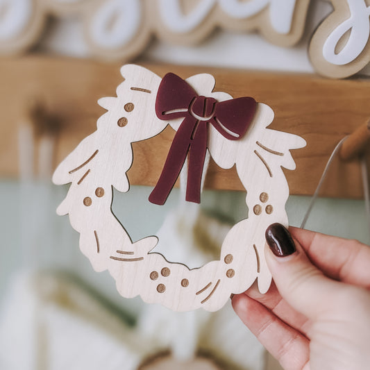 Christmas wreath with acrylic bow