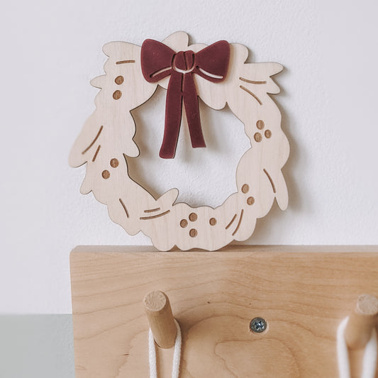 Christmas wreath with acrylic bow