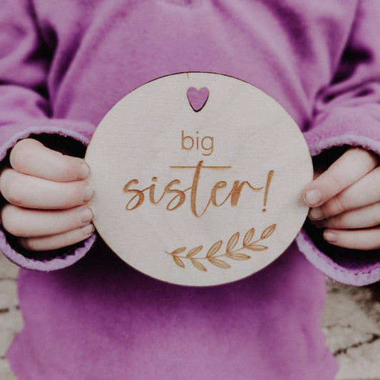 Big sister, brother wooden disc