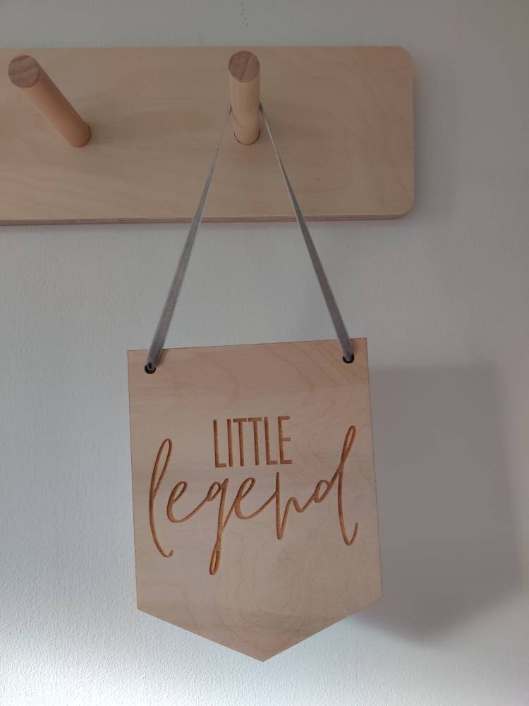 Little legend wooden hanging pennant flag