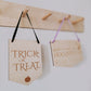 Halloween trick or treat wooden hanging pennant flag