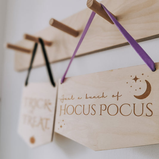 Just a bunch of hocus pocus wooden hanging banner