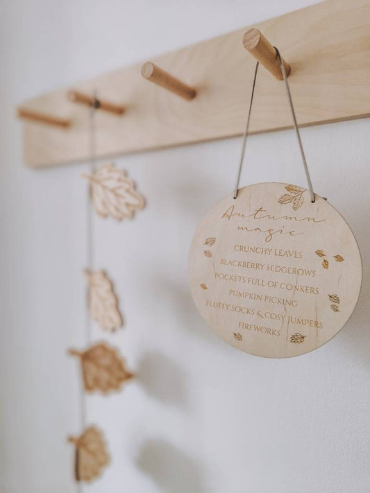 Personalised Autumn magic hanging plaque