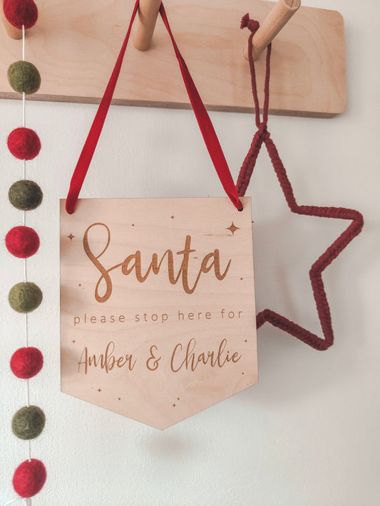 Santa stop here sign