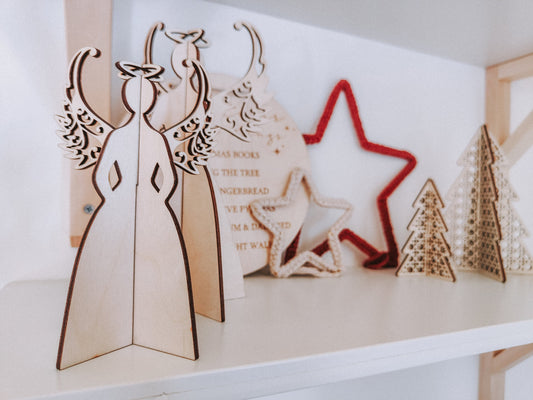 Interlocking wooden Christmas angel