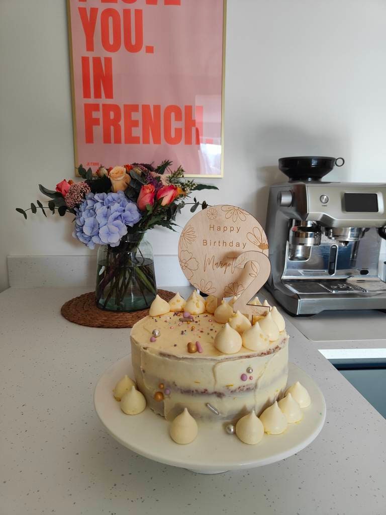 Personalised floral birthday cake topper