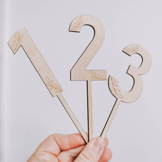 Wooden number cake topper