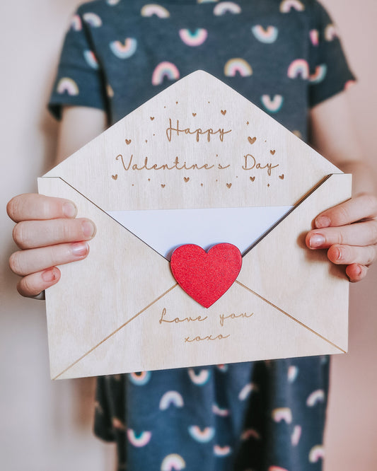 Valentine's love letter wooden envelope