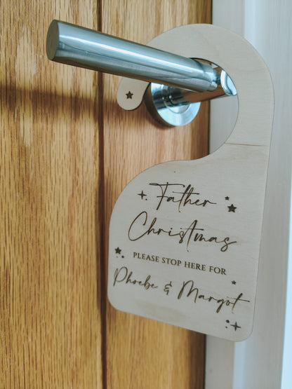 Father Christmas stop here door hanger