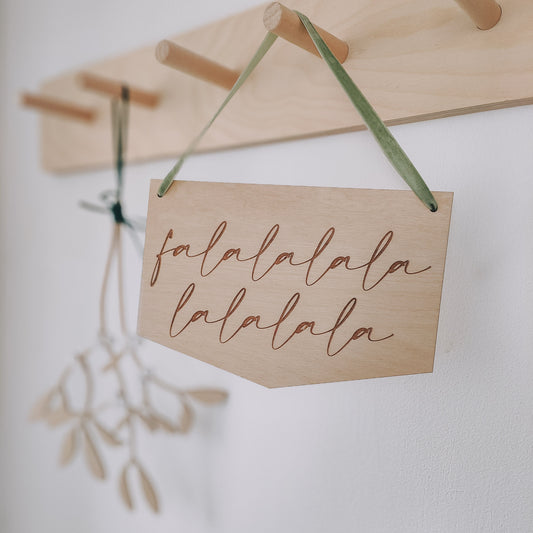 Fa la la Christmas wooden wall hanging