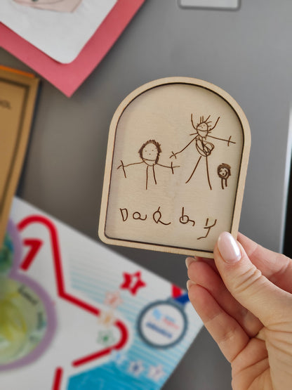 Children's drawing engraved magnet