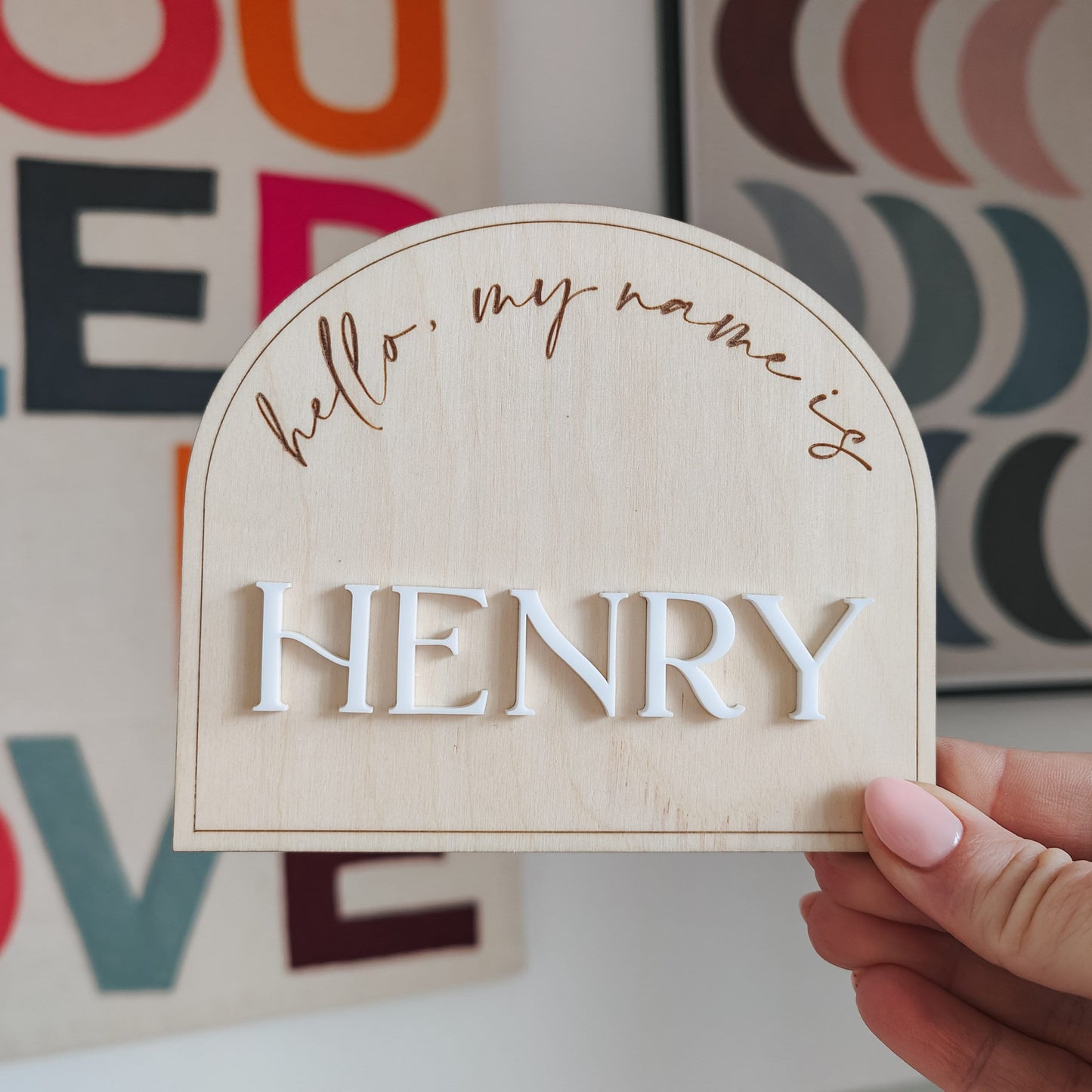 Baby name announcement plaque