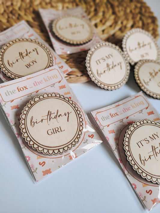 Wooden birthday badge