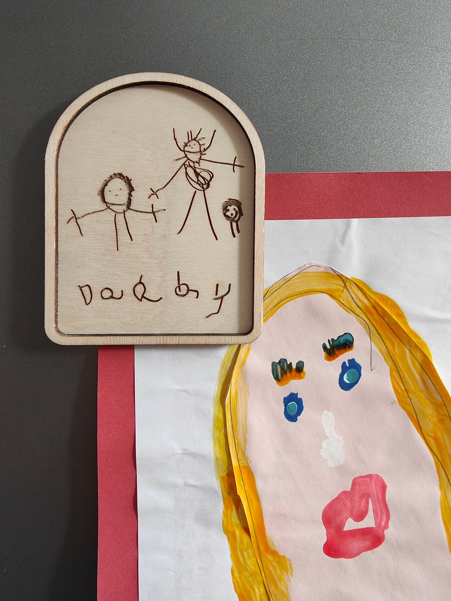 Children's drawing engraved magnet