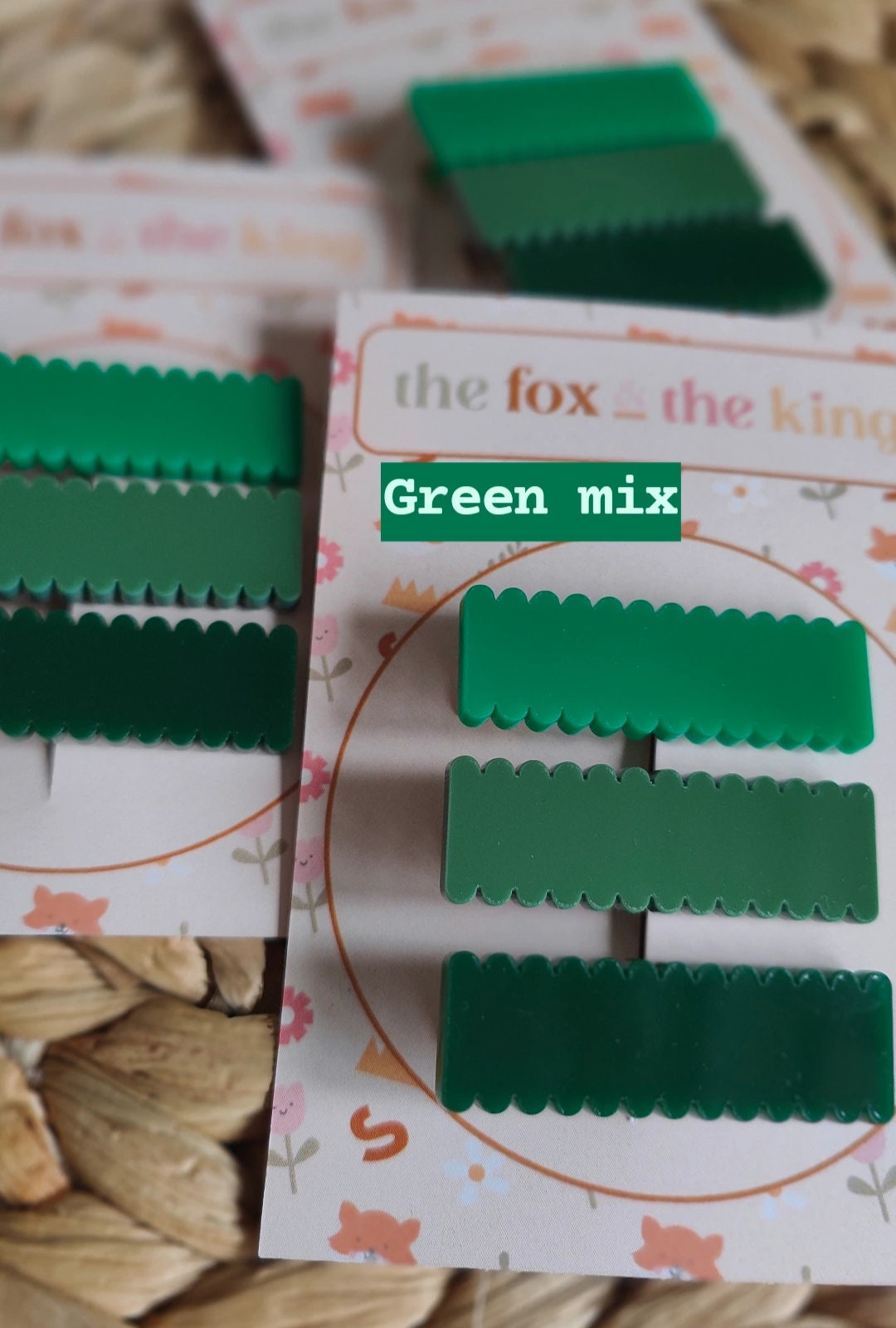 School colour acrylic scallop edge hair slides