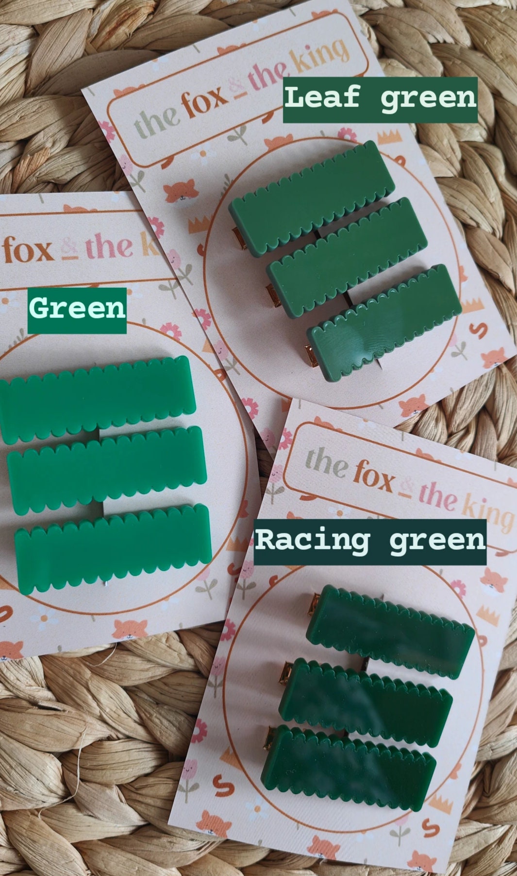 School colour acrylic scallop edge hair slides