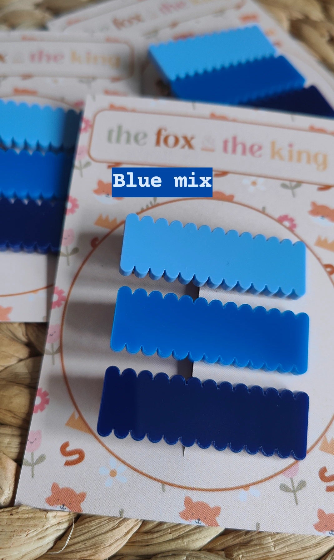 School colour acrylic scallop edge hair slides