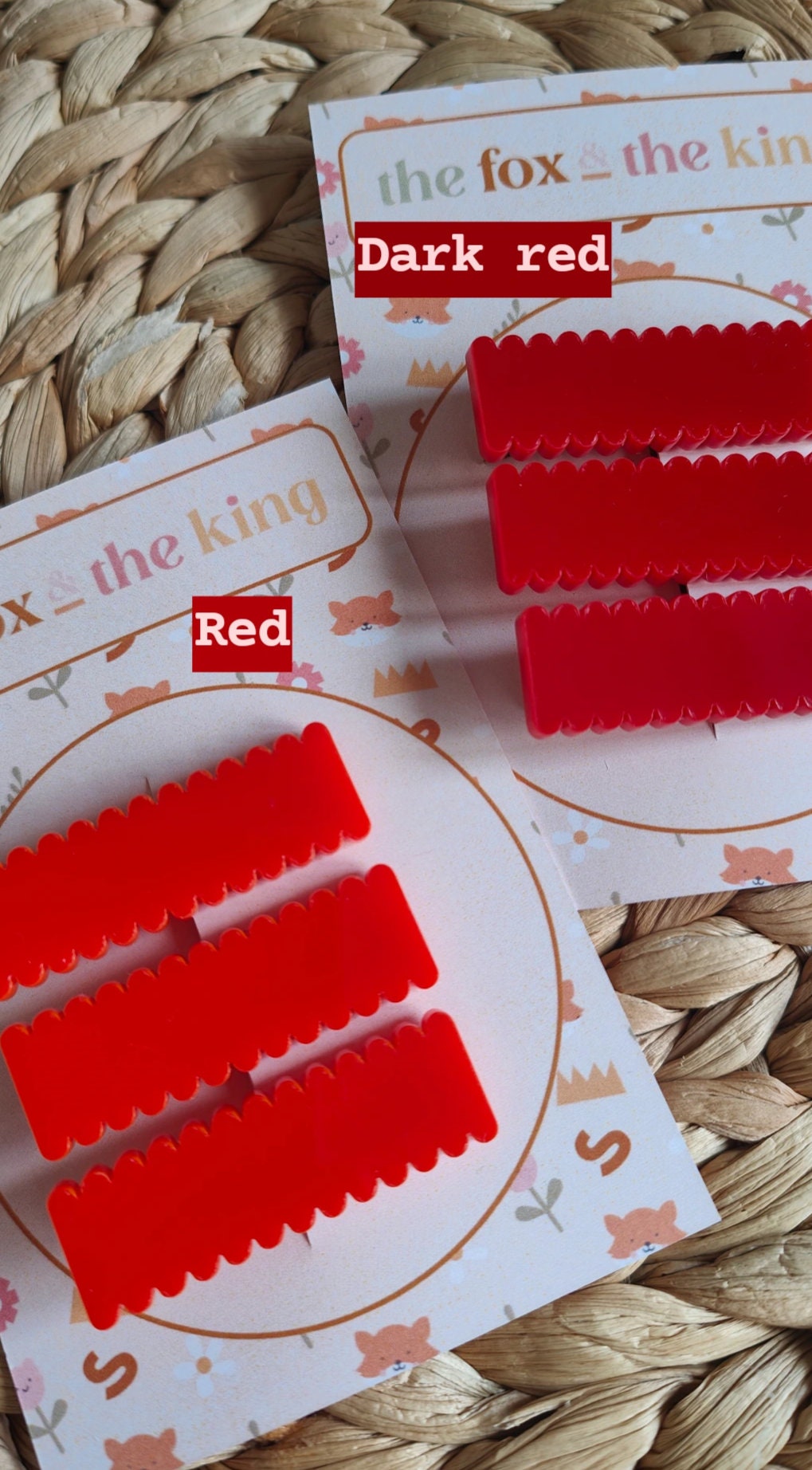 School colour acrylic scallop edge hair slides