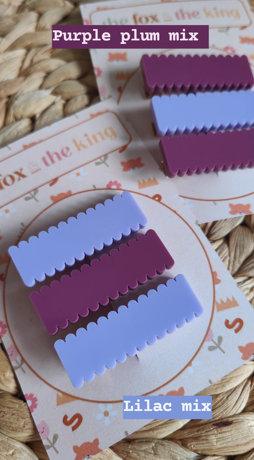 School colour acrylic scallop edge hair slides