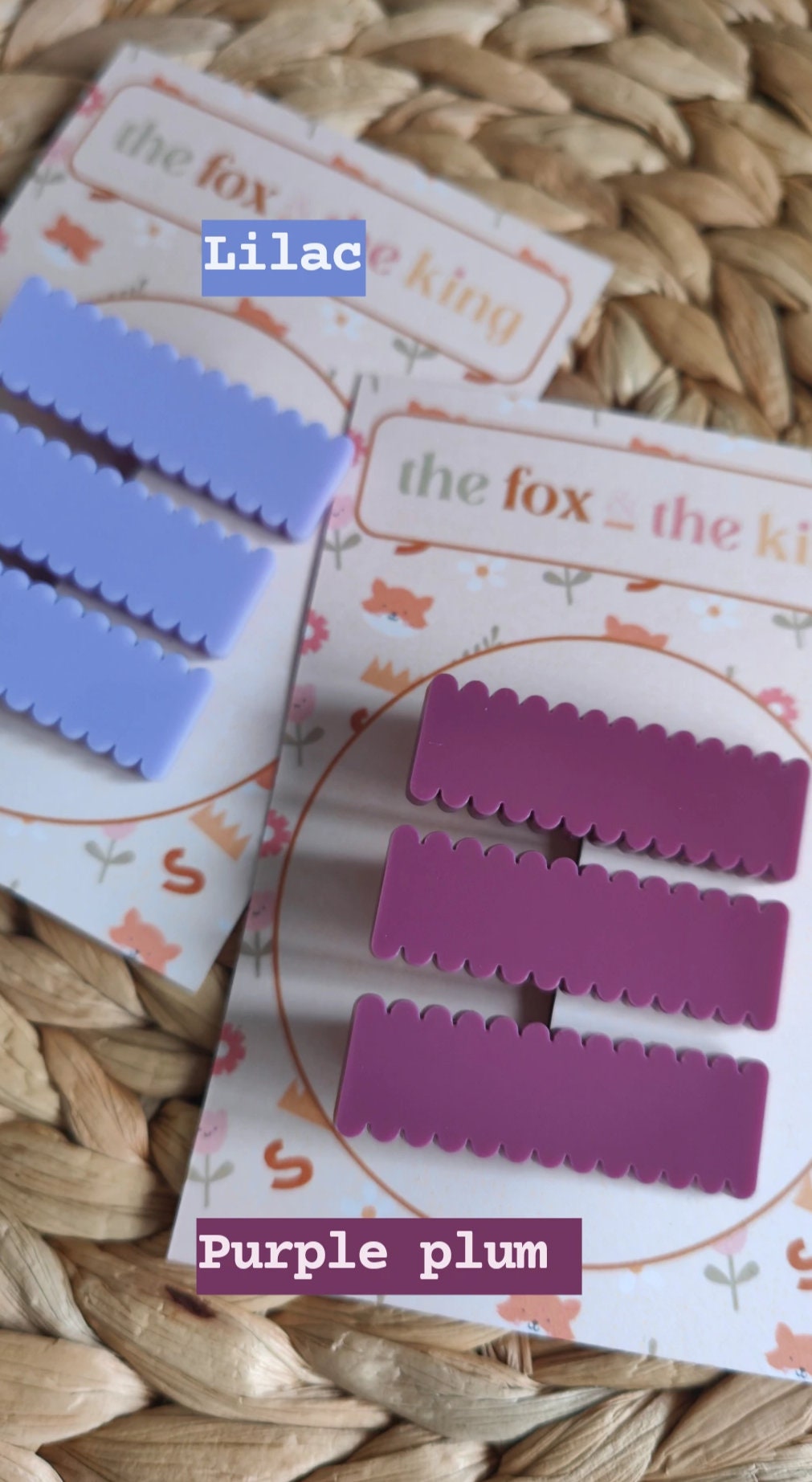 School colour acrylic scallop edge hair slides