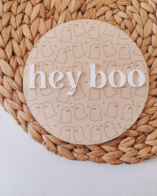 Hey Boo Halloween plaque