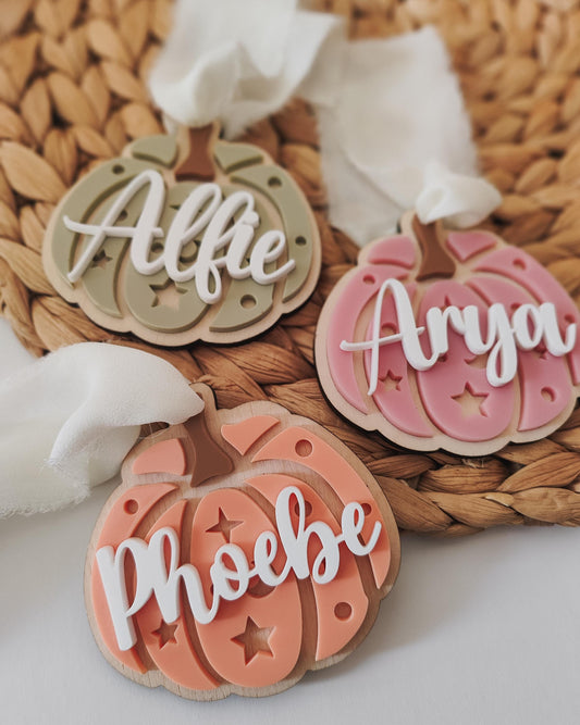 Personalised Pumpkin boo basket name tag