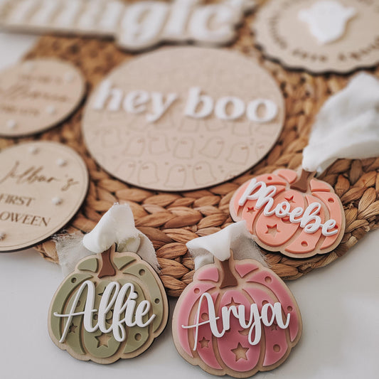 Personalised Pumpkin boo basket name tag