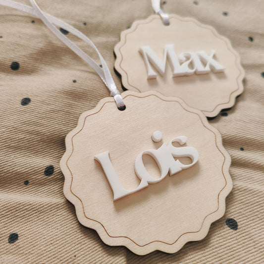 Personalised Christmas scalloped decoration