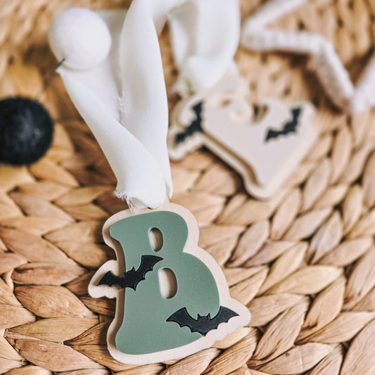 Halloween bat initial tag