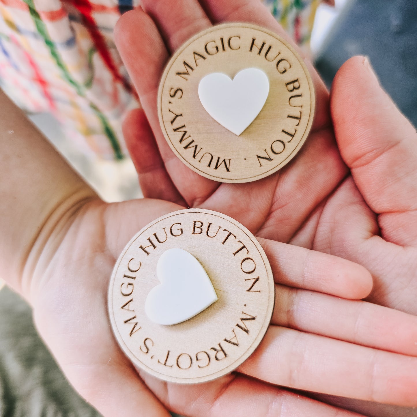 Personalised hug button pair