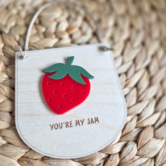 You're my jam strawberry mini hanging banner