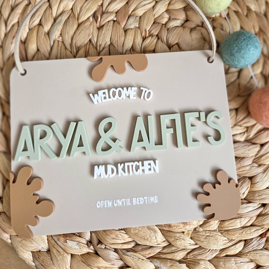 Personalised mud kitchen hanging sign