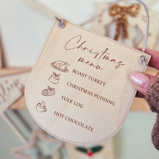 Christmas menu mini hanging banner