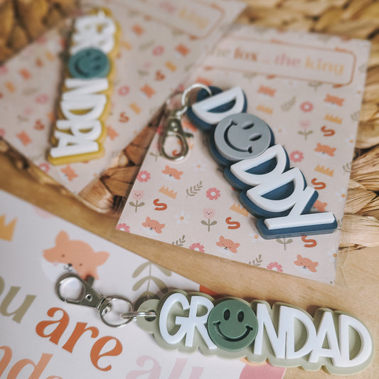 Acrylic name smiley face keyring