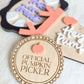 Pumpkin picker wooden badge