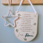 Personalised positive affirmation hanging banner with botanical leaves
